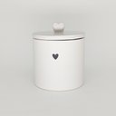 Ver imagem 1 de Pote Cerâmica com Tampa Bambu Heart Branco 10x12cm - Lyor