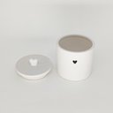 Ver imagem 2 de Pote Cerâmica com Tampa Bambu Heart Branco 10x12cm - Lyor