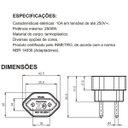 Ver imagem 3 de 500 Plug Adaptador Chato 2 Pinos 3 Pinos 10a Preto Branco Margirius