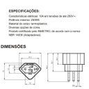Ver imagem 2 de 500 Plug Adaptador Chato 2 Pinos 3 Pinos 10a Preto Branco Margirius