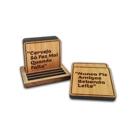 Porta Copos De Cerveja Bolachas De Madeira Chopp Bebidas - 1