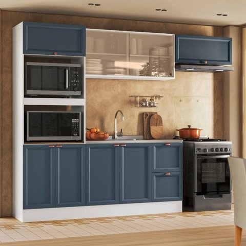 Cozinha Completa Modulada Americana com Vidro Reflecta 4 Peças Yescasa