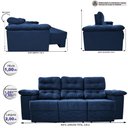 Ver imagem 2 de Sofa Itália 2,00 Mts Retrátil e Reclinavel Tecido Suede Azul - Cama InBox