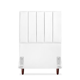 Cabeceira Estofada Solteiro Carla 90cm Corino Branco - 1