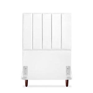 Cabeceira Estofada Solteiro Carla 90cm Corino Branco
