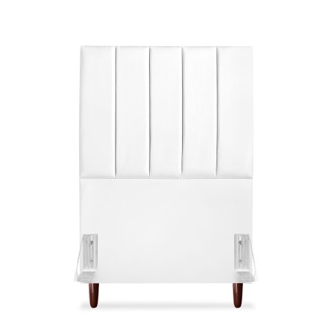 Cabeceira Estofada Solteiro Carla 90cm Corino Branco