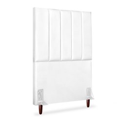 Cabeceira Estofada Solteiro Carla 90cm Corino Branco - 2