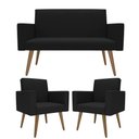 Ver imagem 1 de Kit Sófa 2 Lugares e 2 Poltronas para Sala de Estar Recepção Preto
