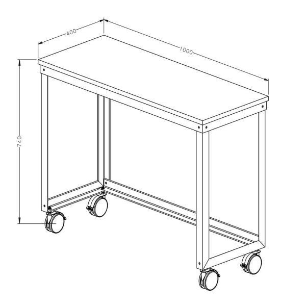 Mesa de Apoio Marelli Movement 1000x400mm Branca com Rodízios em Branco - 3