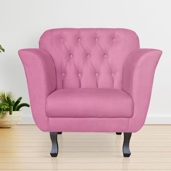 Kit 2 Poltronas Decorativas Pés Luís Xv Suede Rosa - Ds Estofados - 3