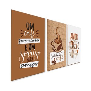 Kit 3 Quadros sem Moldura Cantinho do Café Amor Gourmet