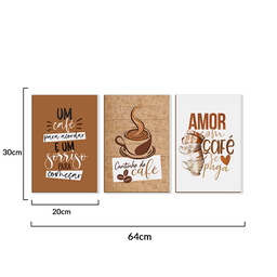 Kit 3 Quadros sem Moldura Cantinho do Café Amor Gourmet - 4