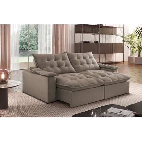 Sofá Retrátil e Reclinável Liberty 2,40m Pillow com 18cm Fibra Siliconada - Movenzo Estofados