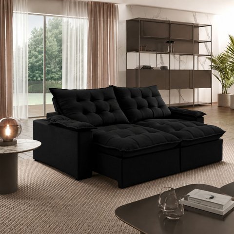 Sofá Liberty Retrátil e Reclinável 240m - Preto