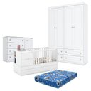 Ver imagem 1 de Quarto de Bebê Americano 4 Portas Com berço Americano Multifuncional Formare Branco Acetinado – Mati
