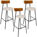 Ver imagem 1 de Kit 03 Banquetas Alta Cozinha Sala Jantar Aço Milão L02 Couríssimo Whisky Linho Cru - Lyam Decor