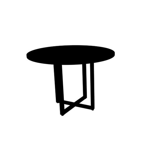 Mesa de Reunião Redonda 110x110cm Pé Tubular Pe25 em MDP Preta com Base Preta
