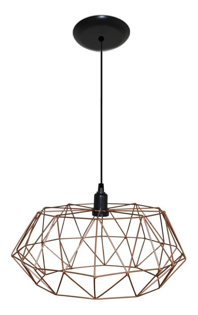 Lustre Luminária Pendente Aramado Modelo Estádio 40cm cor Cobre - 3