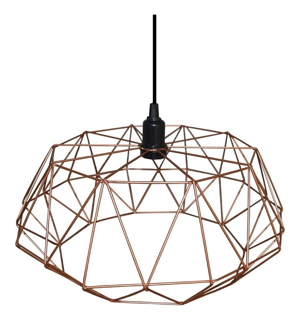 Lustre Luminária Pendente Aramado Modelo Estádio 40cm cor Cobre - 4