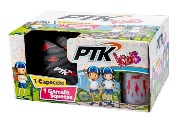 Kit Capacete Infantil Kids+Squeeze 250ml Raio Vermelho - 5