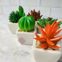 Ver imagem 5 de Suculenta Artificial Mini Vaso de Cerâmica Branco