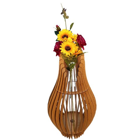 Vaso de Chão Decorativo Grande Andromeda Mdf:mdf Cru/85x30cm