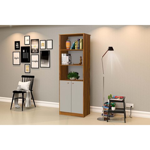 Armário Organizador Estante 2 Portas Office Escritório Nature com Offwhite - Rede Móveis