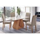 Ver imagem 1 de Conjunto: Mesa Sala Jantar Ágata Tampo Madeirado C/ Vidro 130x80cm e 4 Cadeiras Clarice Cinamomo/