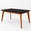 Ver imagem 3 de Mesa de Jantar Paris Madeira Maciça 160x90cm Tampo Retângular Vidro Móveis Minas Cor Preto
