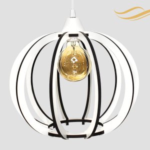 Luminária Lustre Pendente Madeira Teto Sala Quarto Cozinha Balcão NY Dia Branco