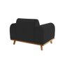 Poltrona Living Átila Estofada em Veludo Preto Base Madeira Maciça - 2