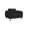 Poltrona Living Átila Estofada em Veludo Preto Base Madeira Maciça - 1
