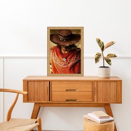 Quadro Moldura Dourada Umbanda Boiadeiro 33x24cm:com Vidro - 2