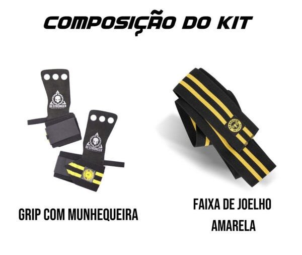 Kit Proteção para Cross Training Grip com Munhequeira + Faixa de Joelho Amarela - M - 2