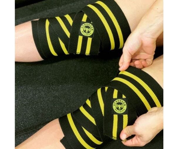 Kit Proteção para Cross Training Grip com Munhequeira + Faixa de Joelho Amarela - M - 4