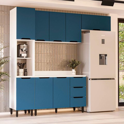 Armário de Cozinha Modulada Completa 4 Peças 240cm com Tampo 250066 Meena Politorno Móveis