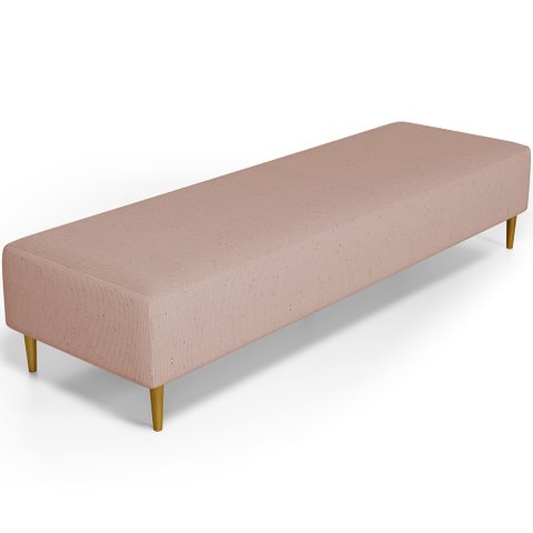 Puff Decorativo Sala de Estar Bali W01 Pés Palito 170x60cm Linho Rosê - Lyam Decor