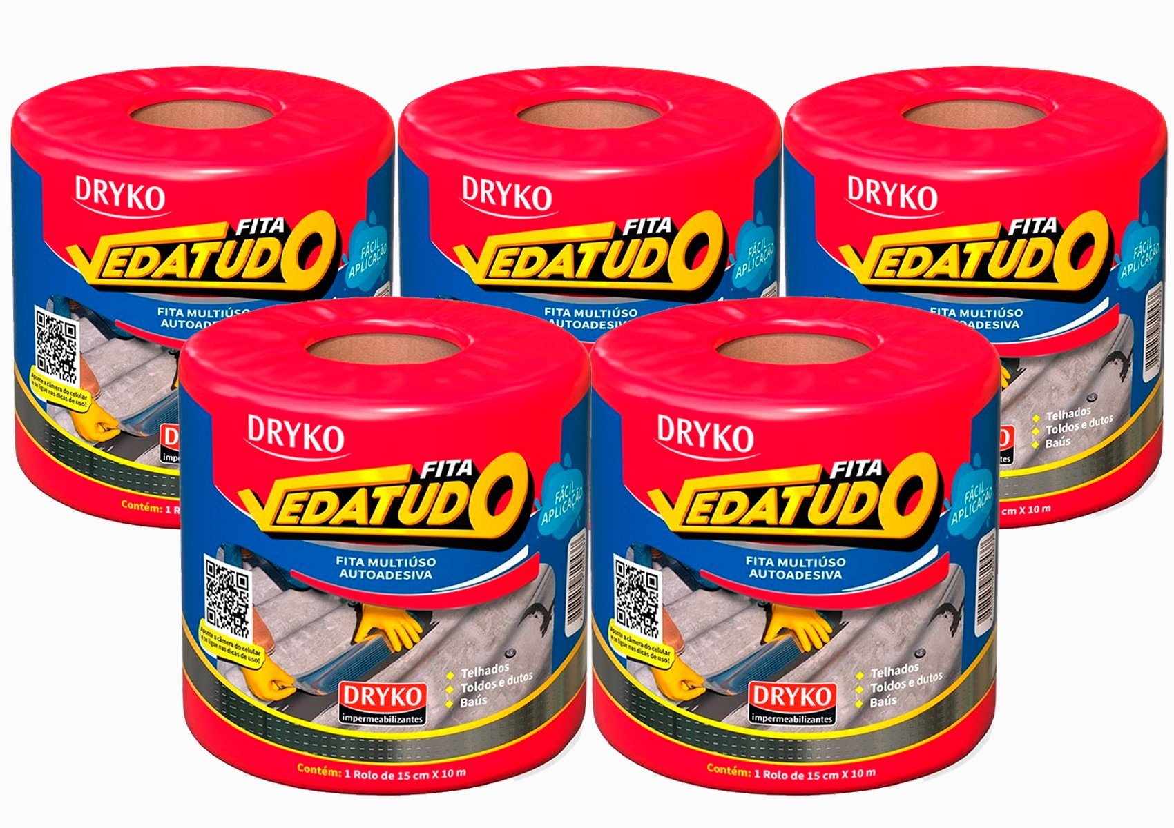 Kit 5 Mantas Asfáltica Aluminizada Telhado Auto Adesiva 15cm - 3