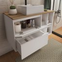 Ver imagem 5 de Gabinete de Banheiro Suspenso 80 cm BA311 com 1 Porta Gaveta e Nichos com Cuba Nexus Yescasa