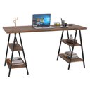 Ver imagem 1 de Mesa Escrivaninha Cavalete 150cm Estilo Industrial Prisma C08 Nogal/Preto - Mpozenato