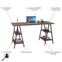 Ver imagem 3 de Mesa Escrivaninha Cavalete 150cm Estilo Industrial Prisma C08 Nogal/Preto - Mpozenato
