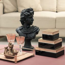 Escultura Decorativa Busto Romano Preto em Resina 44,5cm NK0043 BTC - 2