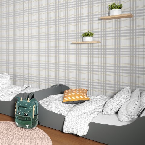 PAPEL DE PAREDE BOBINEX SONHOS - XADREZ CINZA