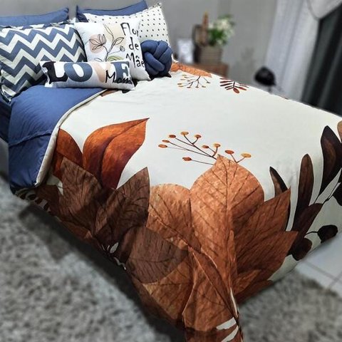 JOGO DE CAMA CASAL KING 9 PEÇAS - FLOR DE MÃE - CASA DA FAMA