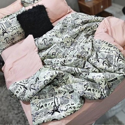 KIT JOGO DE CAMA SOLTEIRO KING 7 PEÇAS PARIS COM ALMOFADA