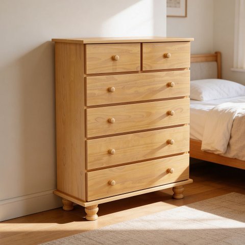 Cômoda para Quarto Madeira Maciça 6 Gavetas Topázio B07 Mel - Lyam Decor