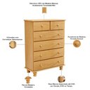 Ver imagem 6 de Cômoda para Quarto Madeira Maciça 6 Gavetas Topázio B07 Mel - Lyam Decor