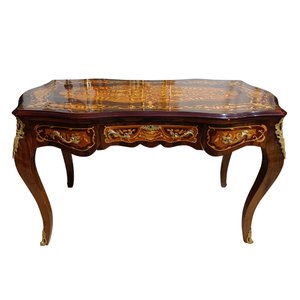 Escrivaninha Clássica com Marchetaria - 80x130x72cm Prime Home Decor Clássico