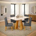 Ver imagem 2 de Conjunto Sala de Jantar Mesa Tampo em Vidro 1,20m Maria 4 Cadeiras Bel