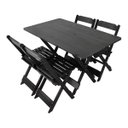 Ver imagem 1 de Mesa de Jantar Madeira Maciça Dobravel Premium 120x70 4 Cadeiras - Preto